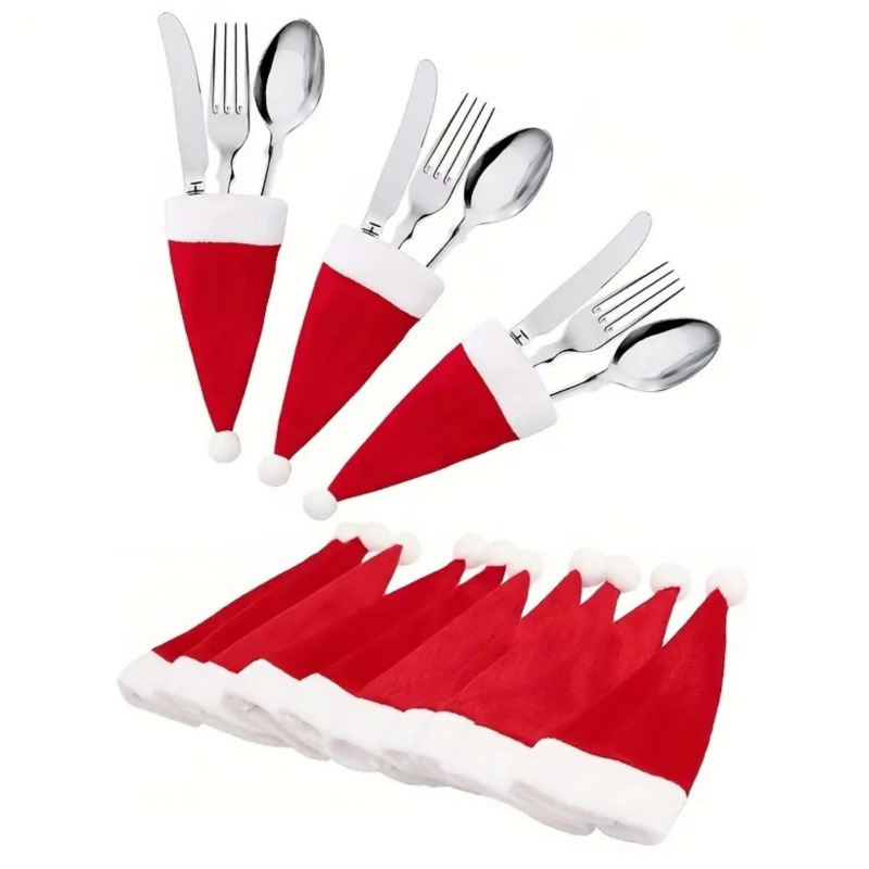 Red Mini Santa Hat Cutlery Pouch