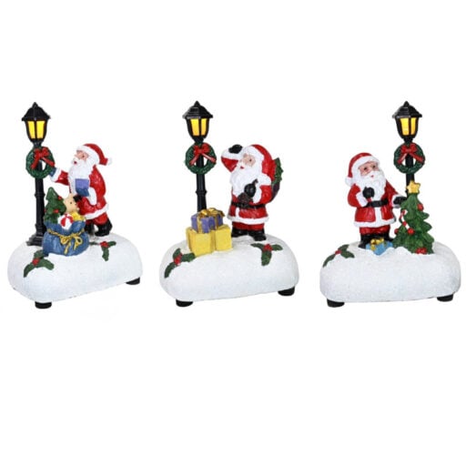 Tabletop LED 12cm Santa Lamp (Set of 3 assorted)