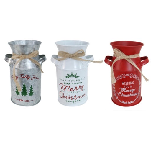 Tabletop Vintage Metal Milk Cans (Set of 3 Assorted)