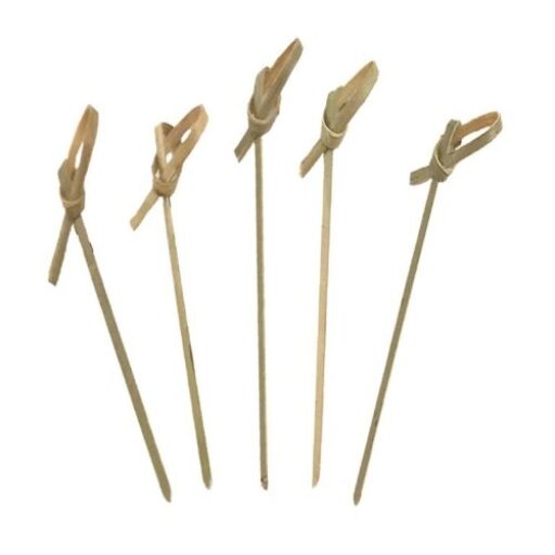 Natural Bamboo Curly (Knotted Looped Pick) Skewers (10cm)
