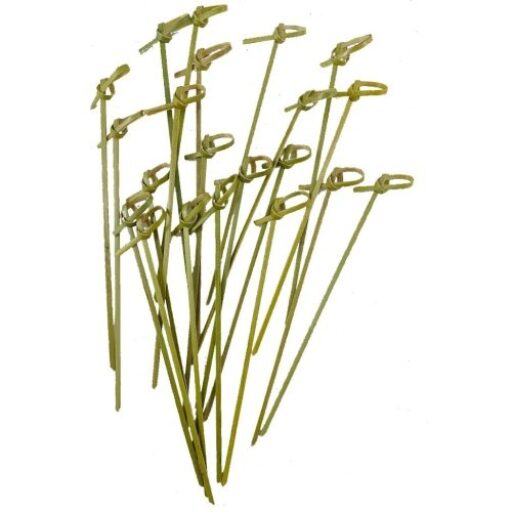 Natural Bamboo Curly (Knotted Looped Pick) Skewers (15cm)