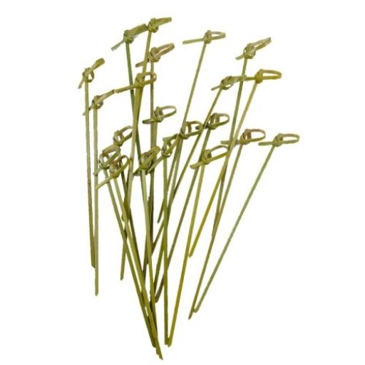 Natural Bamboo Curly (Knotted Looped Pick) Skewers (18cm)