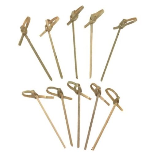 Natural Bamboo Curly (Knotted Looped Pick) Skewers (6cm)