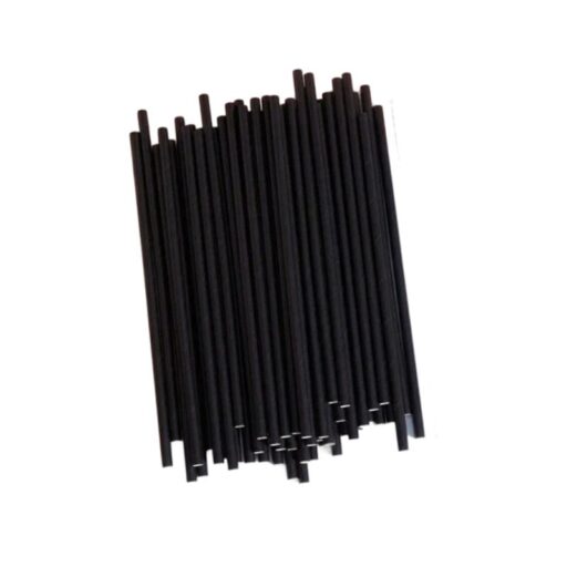 20cm x 6mm Unwrapped Paper Black Straws – 3-Ply Premium Grade