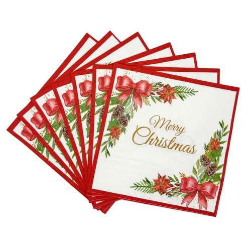 Merry Christmas Red Lunch Napkins