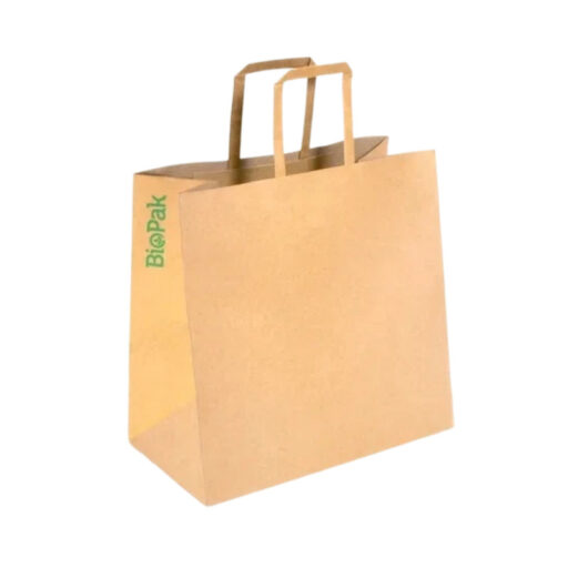 Flat Handle Kraft Paper Bags 100gsm