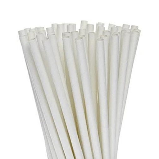 20cm x 8mm Wrapped Paper White Straws