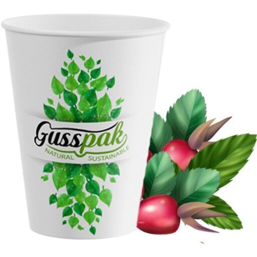 GusspakSingle Wall White Paper Premium Cups with Leaves Print